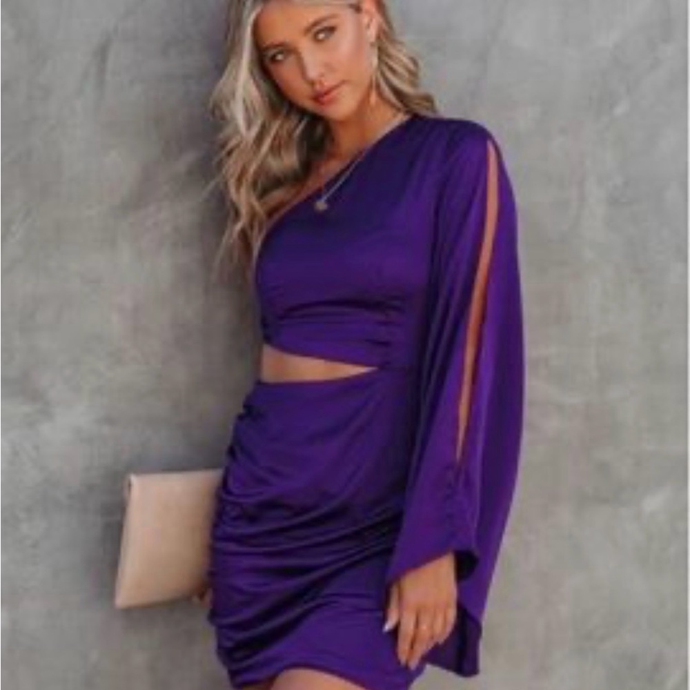 Vici Purple One-Shoulder Cutout Bodycon Dress